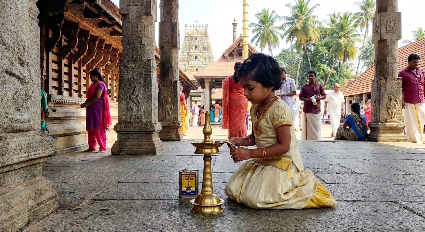 Devotional lamp oil ceremony