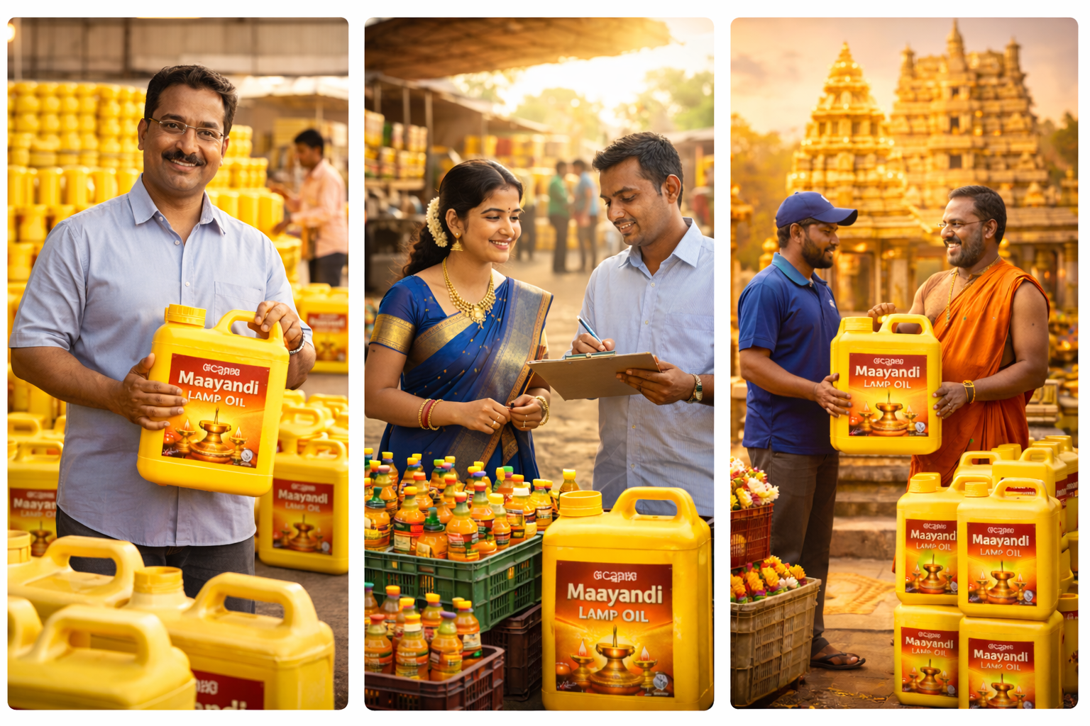 Telangana morning lamp oil distribution by Maayandi Industries