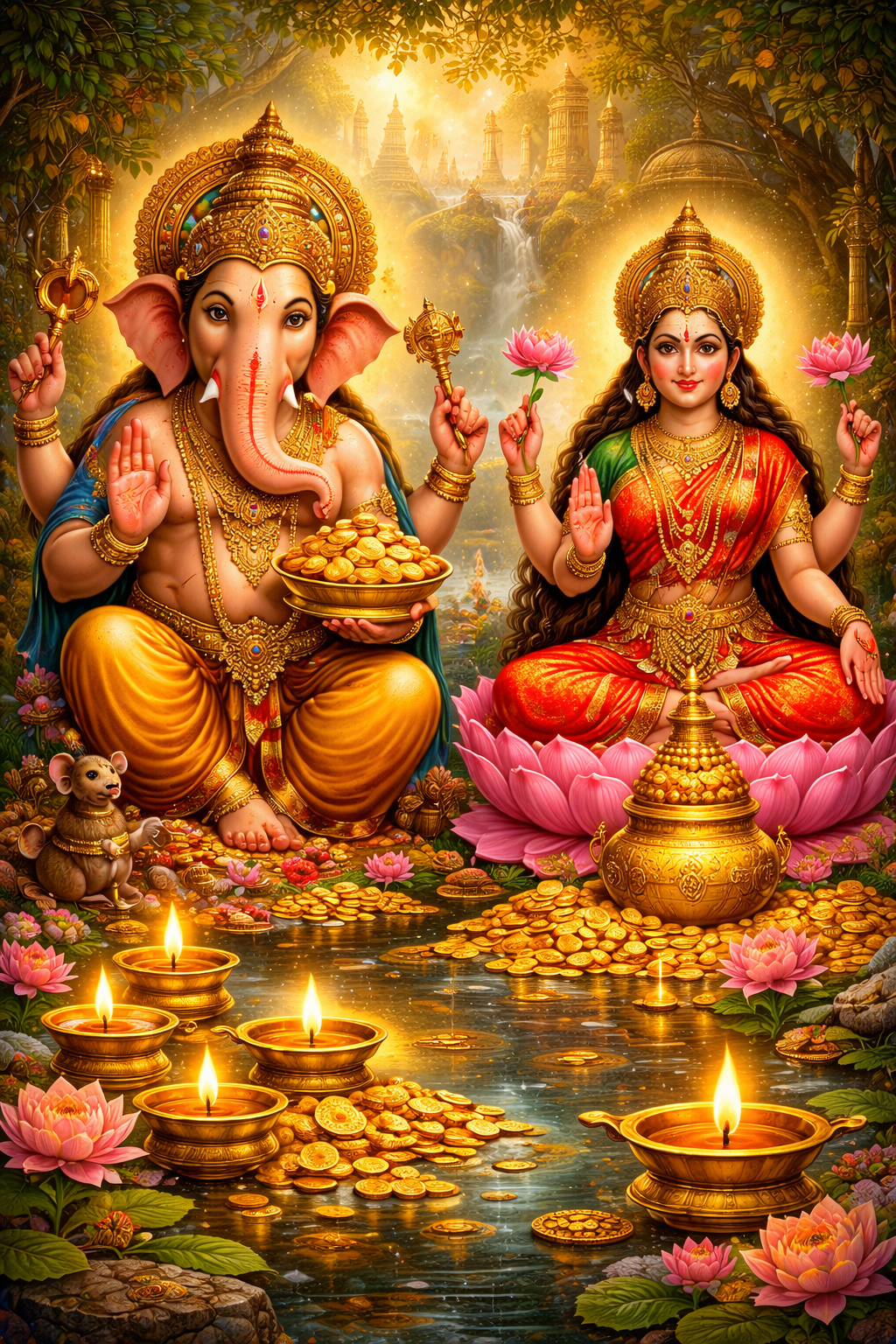 Traditional temple light with Maayandi Lamp Oil