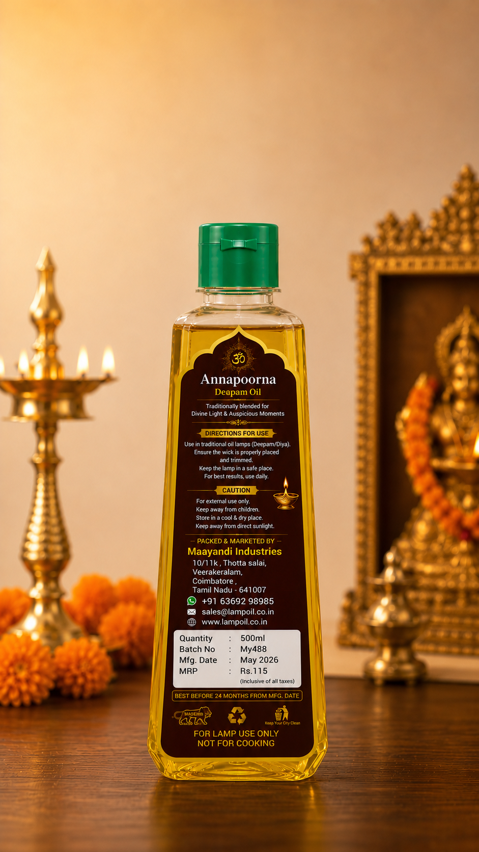 Annapoorna Deepam Oil 500ml Back Label