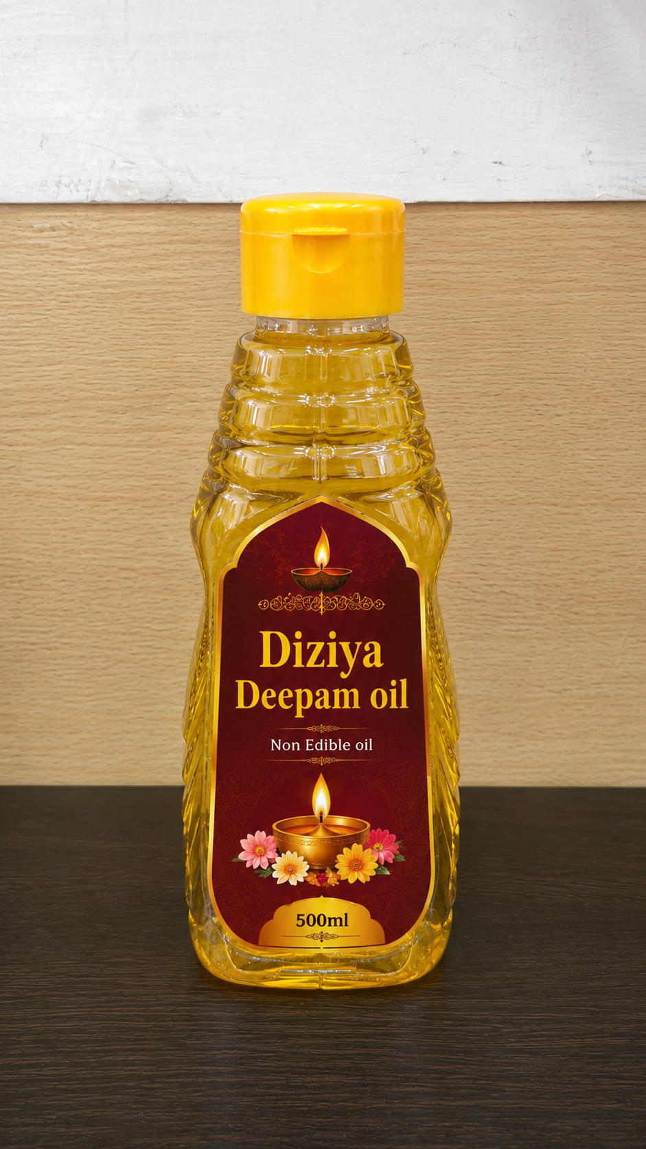 Dizhiya Deepam Oil 500ml front view premium lamp oil bottle for pooja temple and religious use