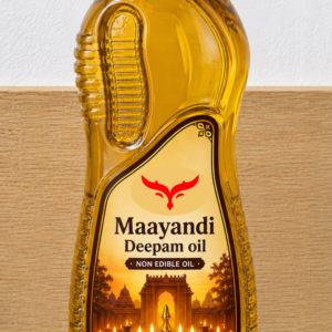 Maayandi Deepam Oil 1 Litre front view premium lamp oil bottle for pooja temple and religious use