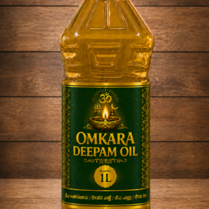 Omkara Deepam Oil 1 Litre front view premium lamp oil bottle for pooja temple and spiritual use