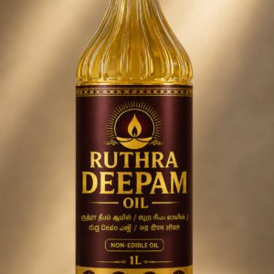 Ruthra Deepam Oil 1 Litre front view premium lamp oil bottle for pooja temple and spiritual use